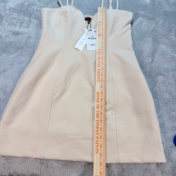 ZARA Cream V Neck Spaghetti Strap Sweetheart Mini Dress Size L - Picture 7 of 13